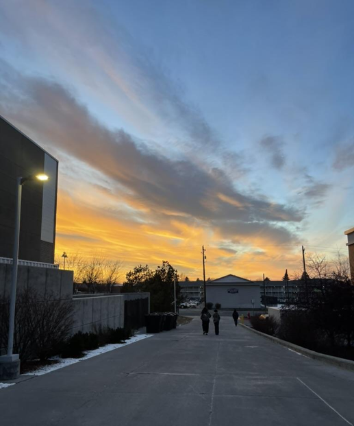 A sunset with clouds